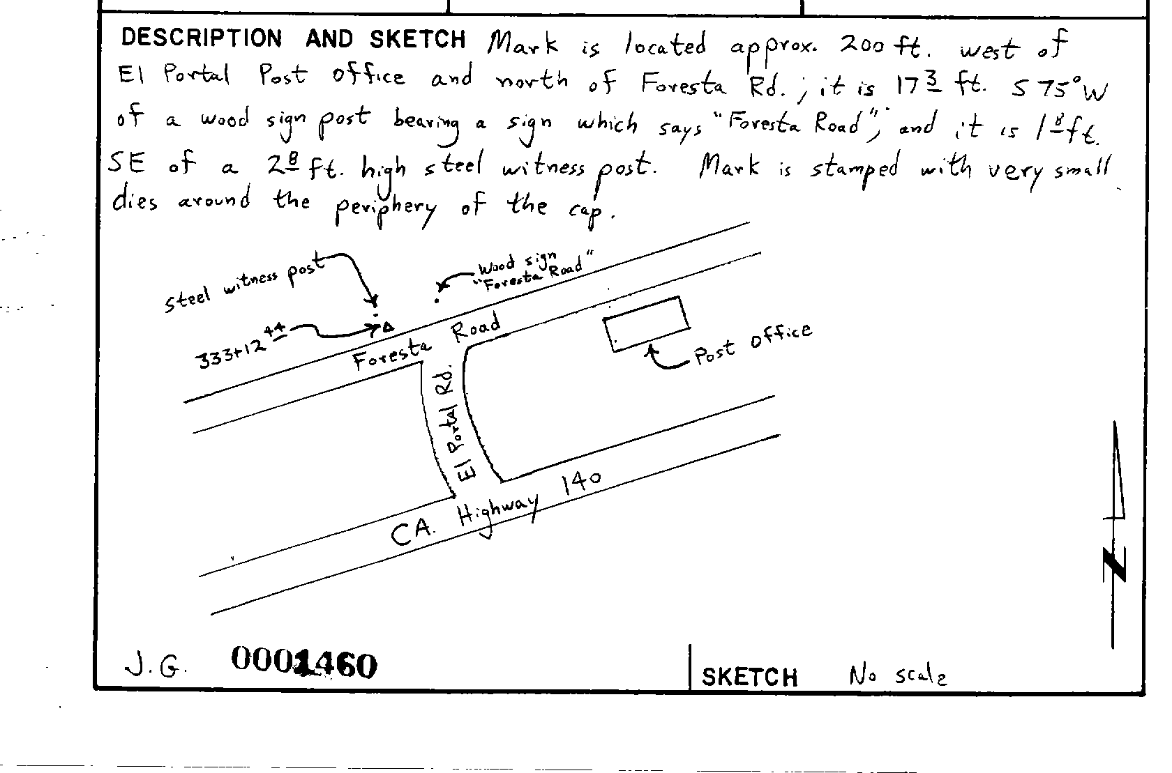00001460 Survey Monumentation Sketch