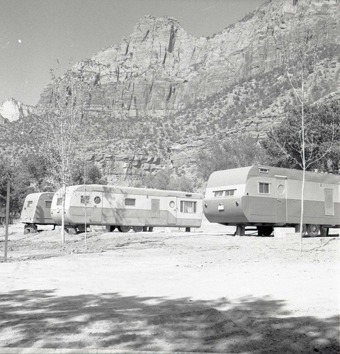 Trailer house area, near old Civilian Conservation Corps (CCC) site (Watchman Housing Area and old helipad area). East side of the Virgin River from South Campground.