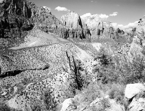The great landslide of Zion Canyon, Sentinel and Three Patriarchs.
