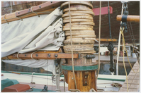 Alma (built 1891; scow schooner) in dry dock, circa 1989. Various views of Alma (built 1891; scow schooner) in drydock.