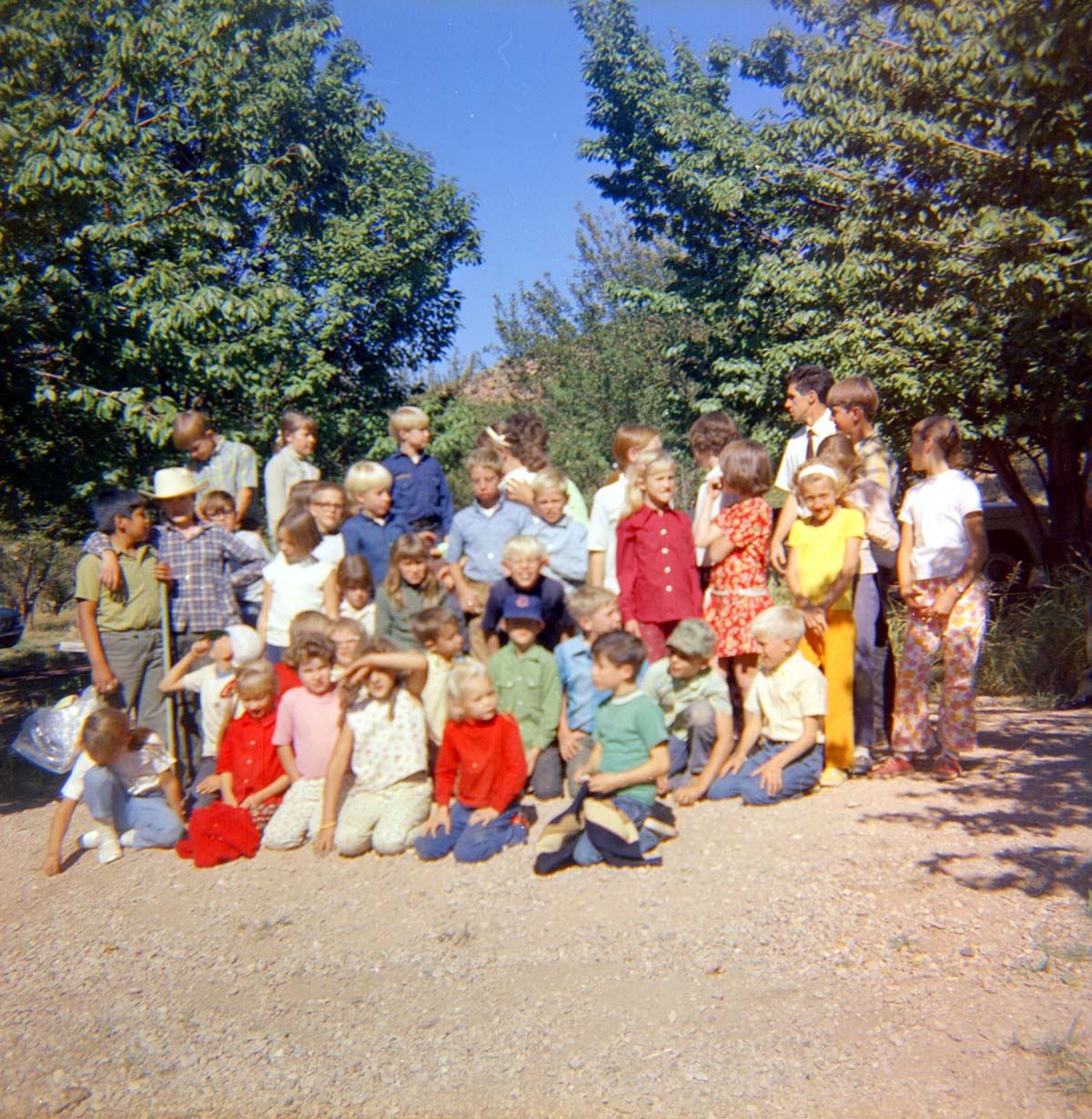 Elementary school group during the 'Litter School' held at the maintenance yard.