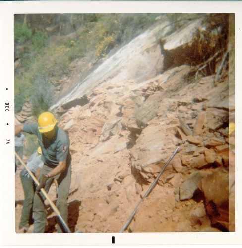 NPS personnel working on trail in Zion.