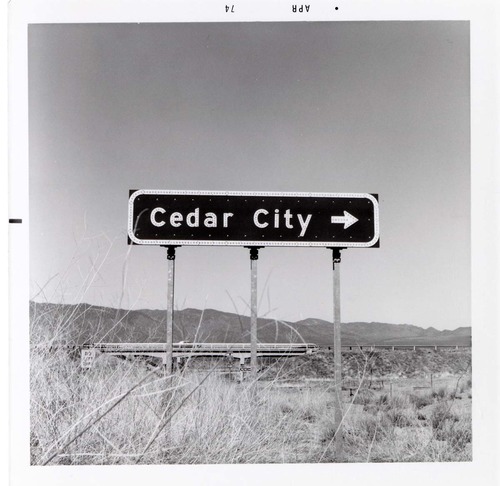 Cedar City' road sign near Kolob Canyon.