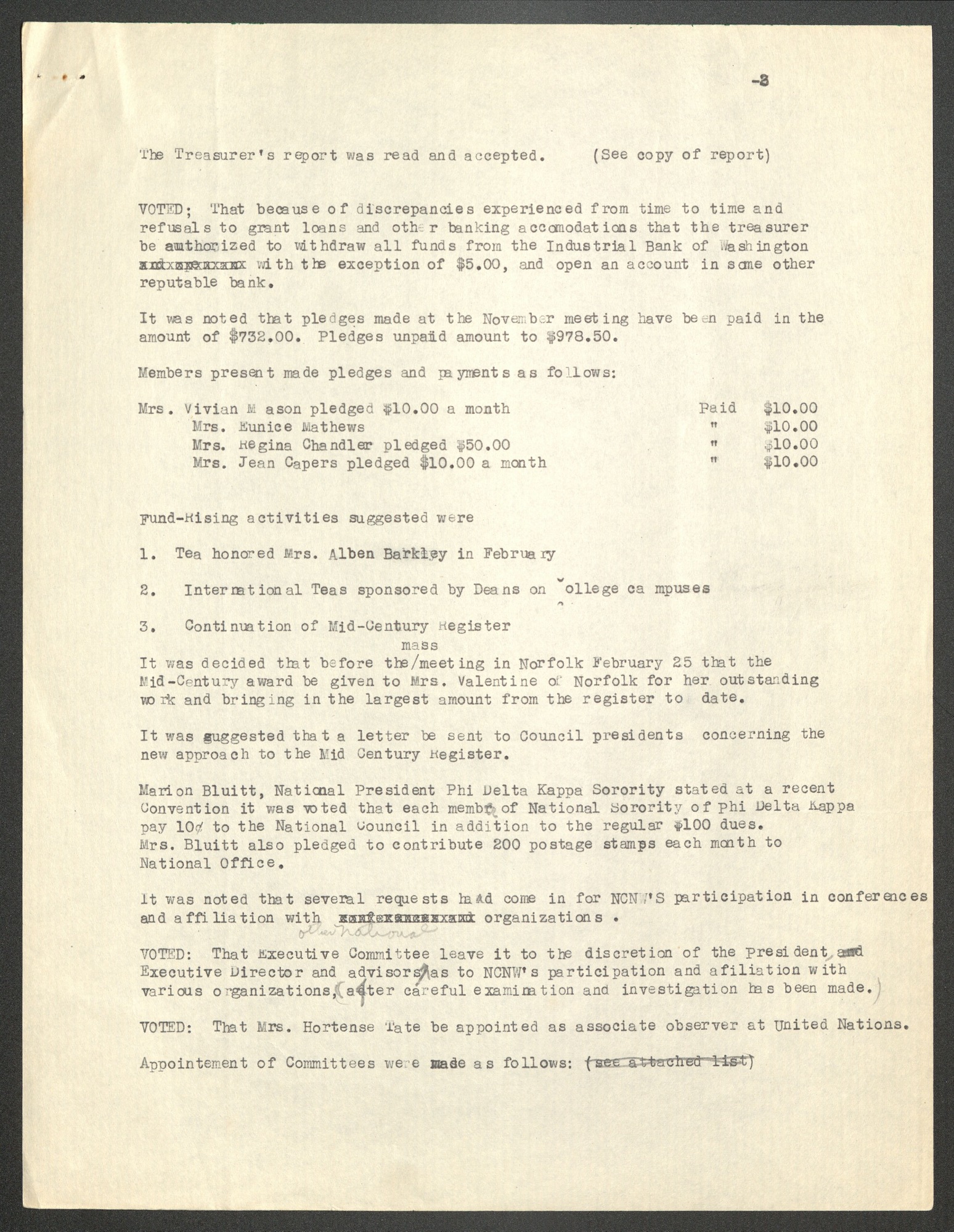 NCNW, meeting minutes, 1951