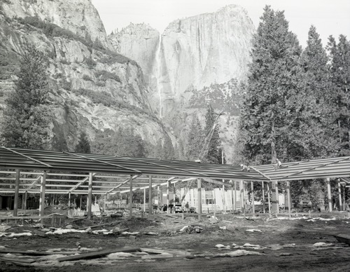 Construction of the New Yosemite Lodge 1955-1956. 7 negatives of December 13, 1955 including Cedar Cottage.