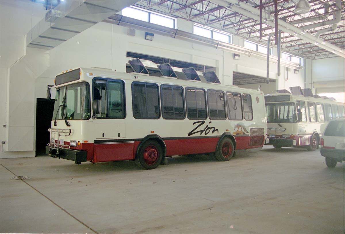 Color Photos of the official launch of the Zion shuttle system- same day as the new visitor center opening.