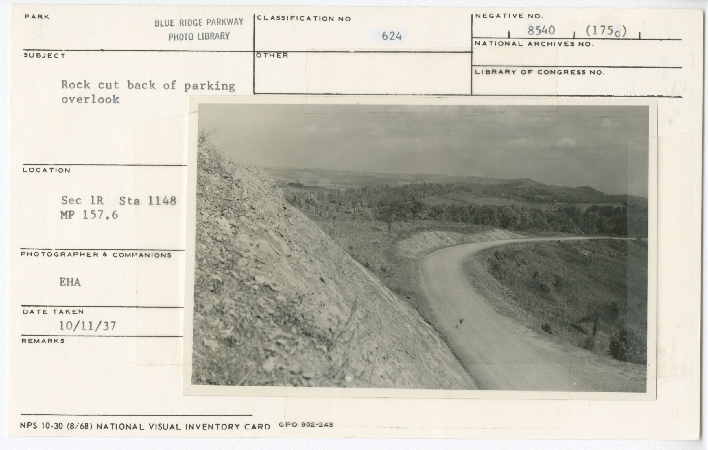 Rock cut back of parking overlook