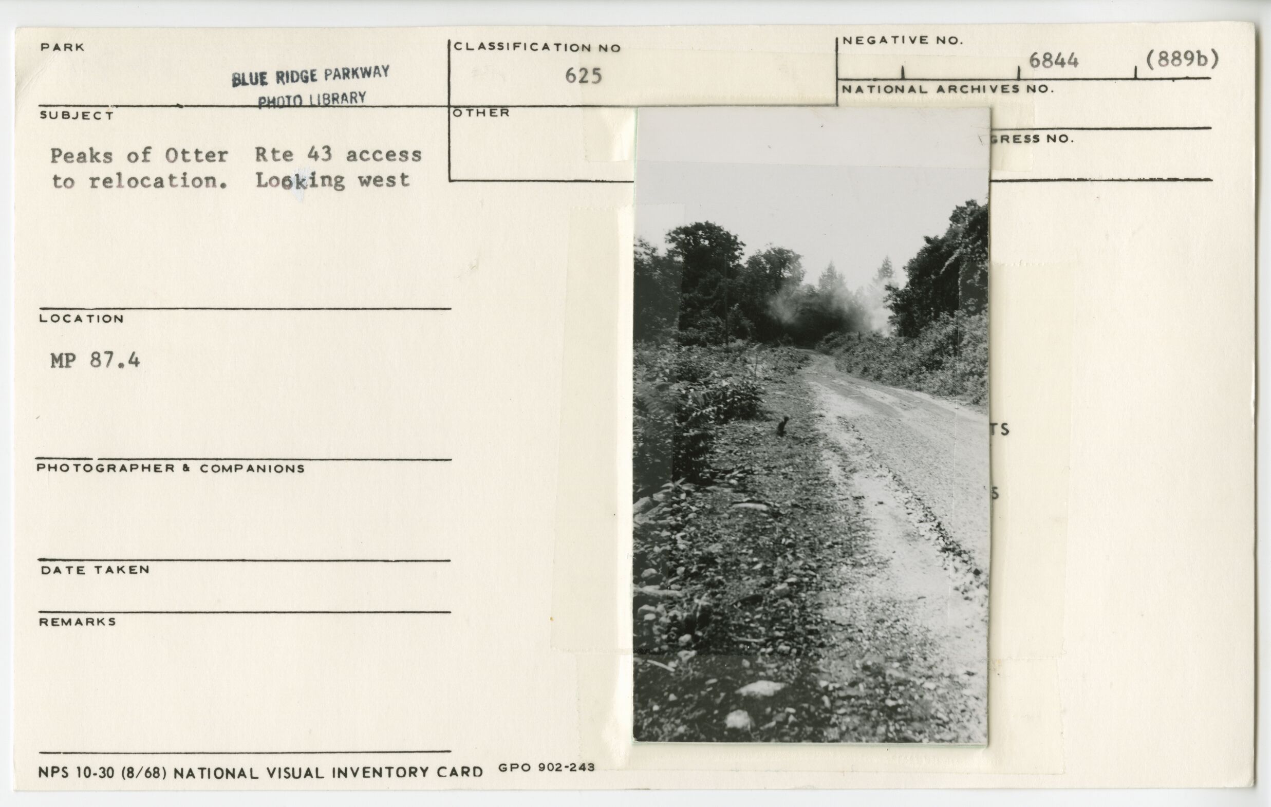 Peaks of Otter Route 43 Access to relocation, looking west