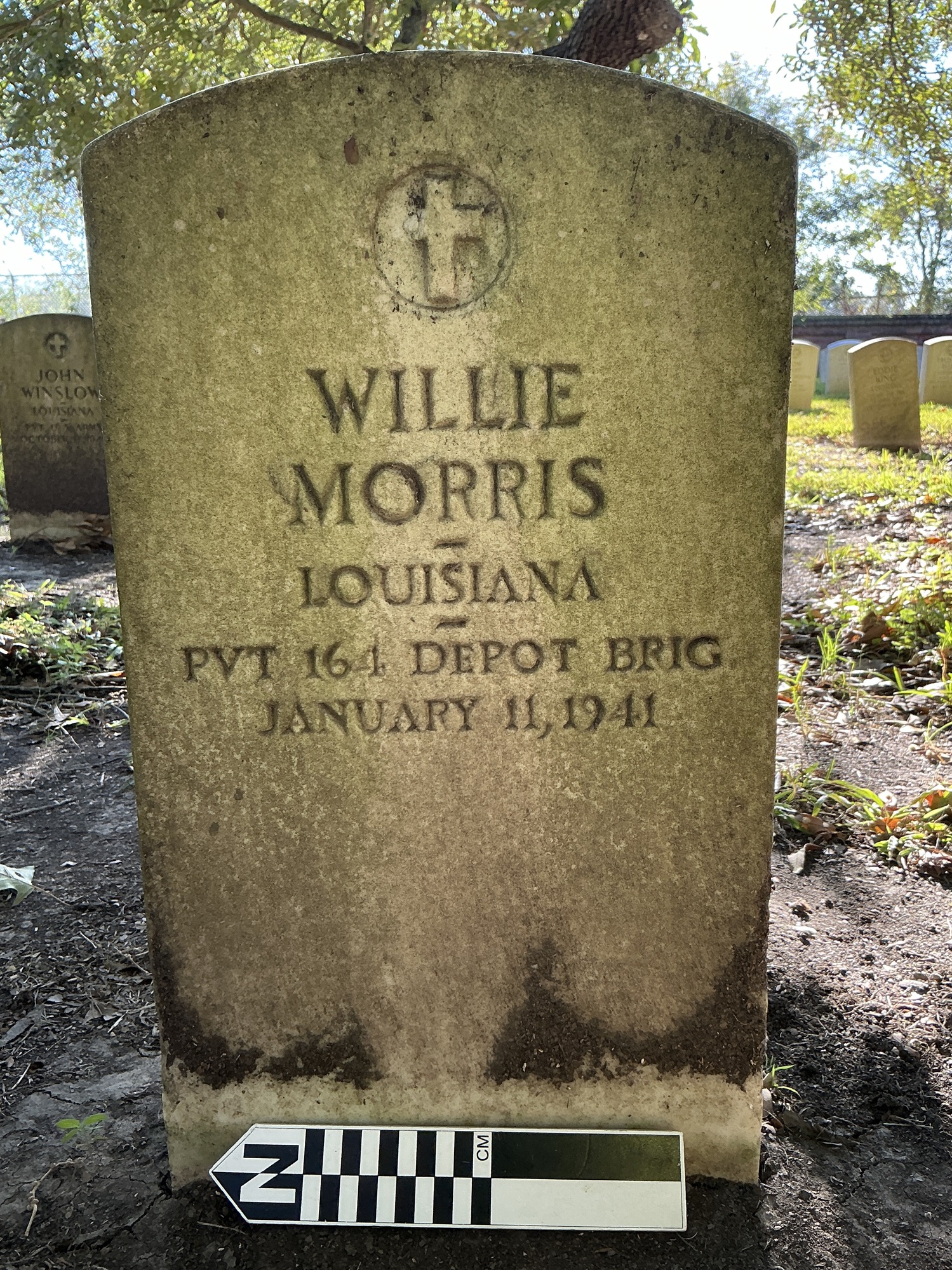 Extra image of upright marble headstone with flat face.