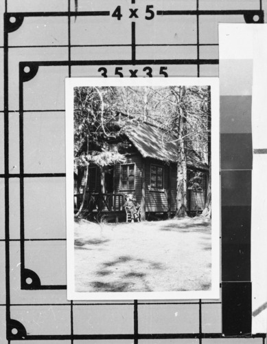 Yosemite Lodge cabin. Photo donated by Audrey Harris. See also Y.N.P. Co. binder - 1923.