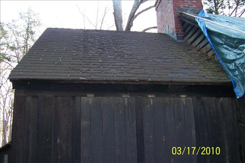 Roof replacement of B-12 lodge in Cabin Camp 5 at Prince William Forest Park in March 2010