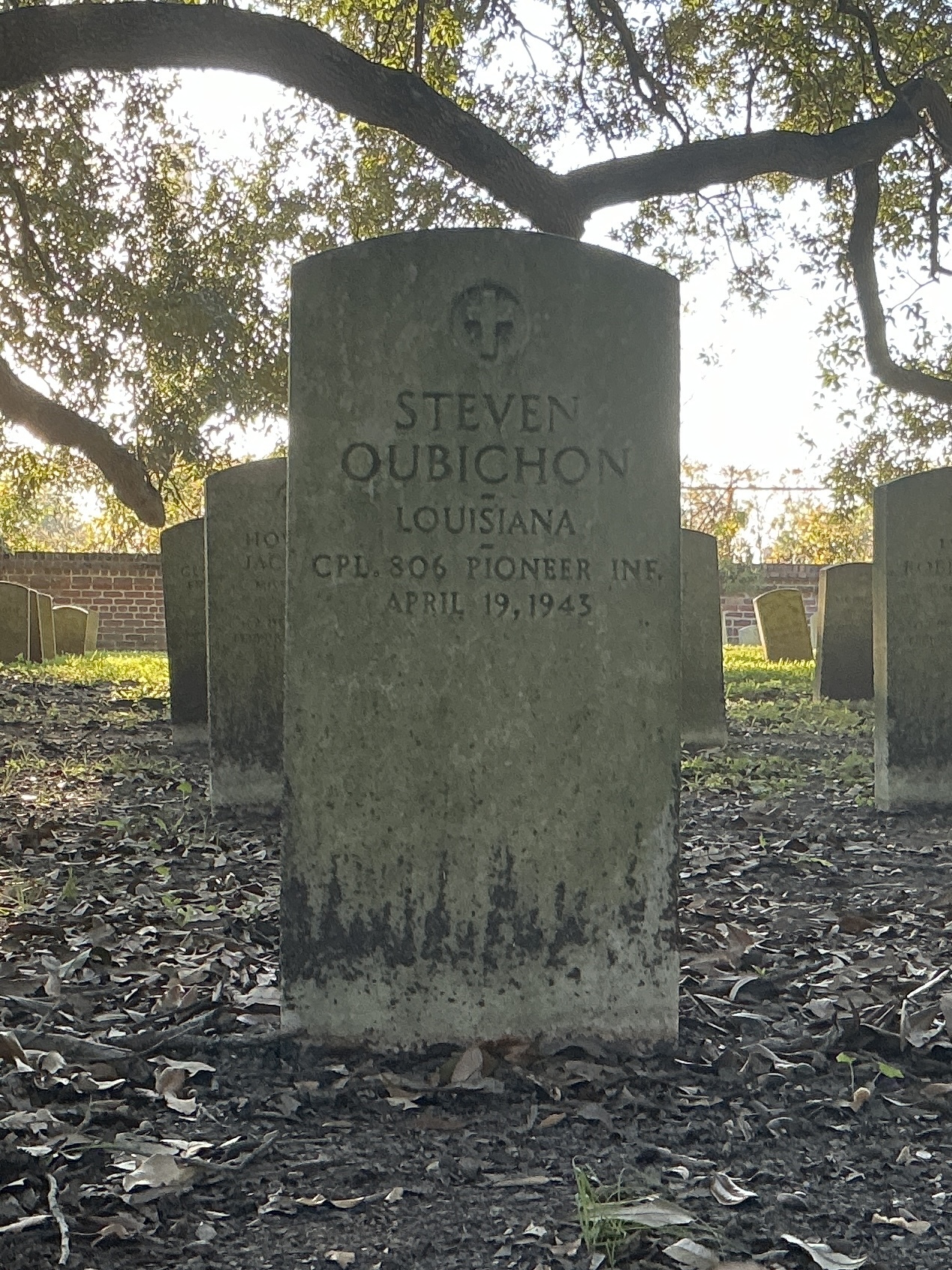 Front of upright marble headstone with flat face.