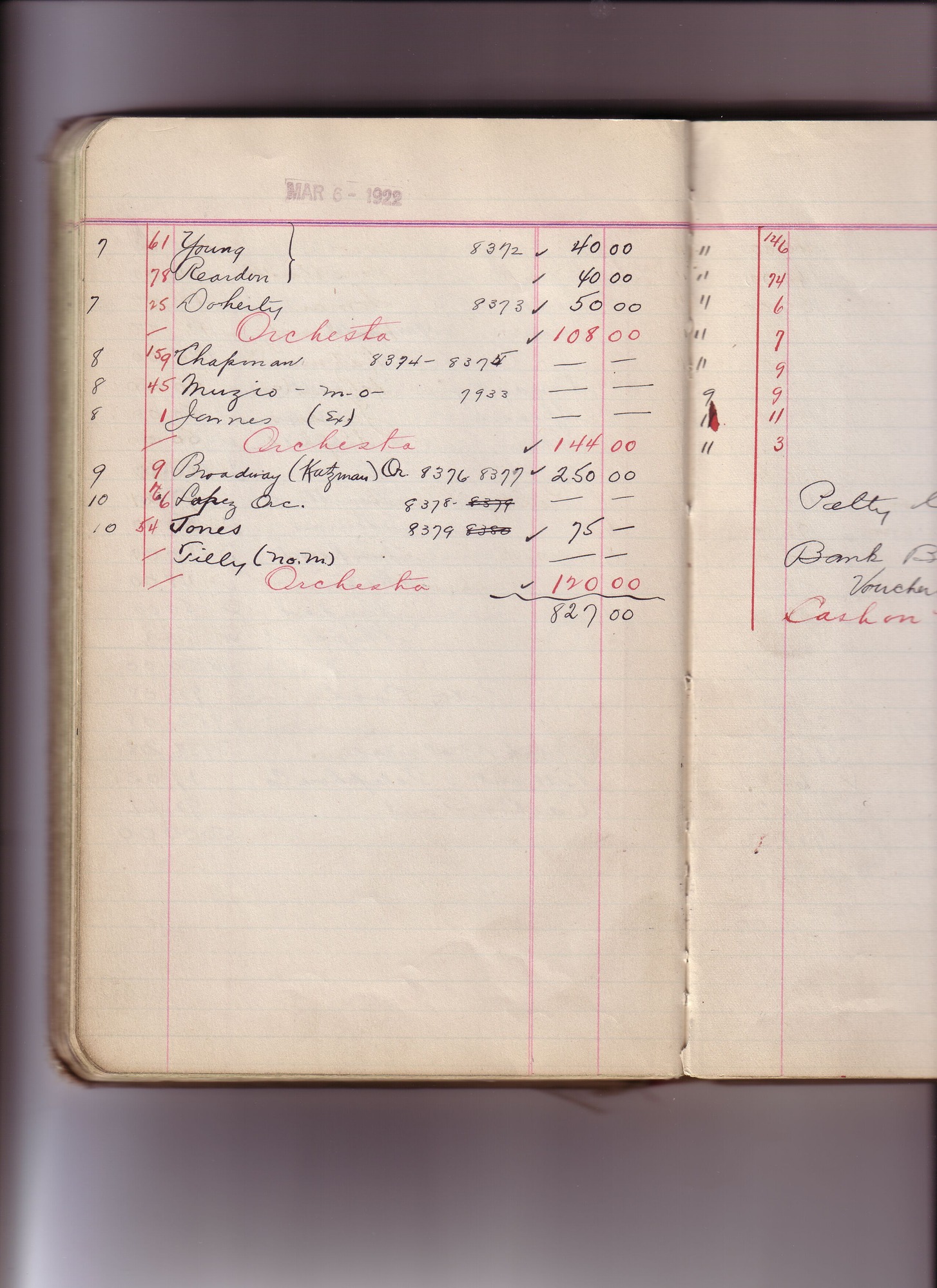 Thomas Edison's New York City Recording Studio Cash Book 17 (of 21), Image 120 (of 244).