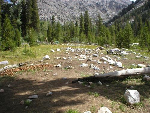 Stock camp, high impact grazing site, Sept. 2003 at Woods Creek Crossing Meadow, Sequoia and Kings Canyon National Park