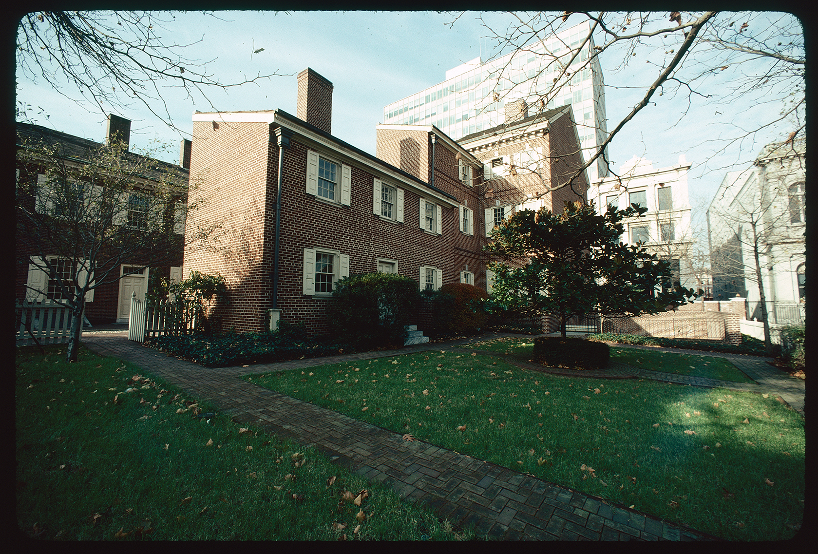 Pemberton House. Exterior. Rear and left (east) side. Looking northwest from garden.