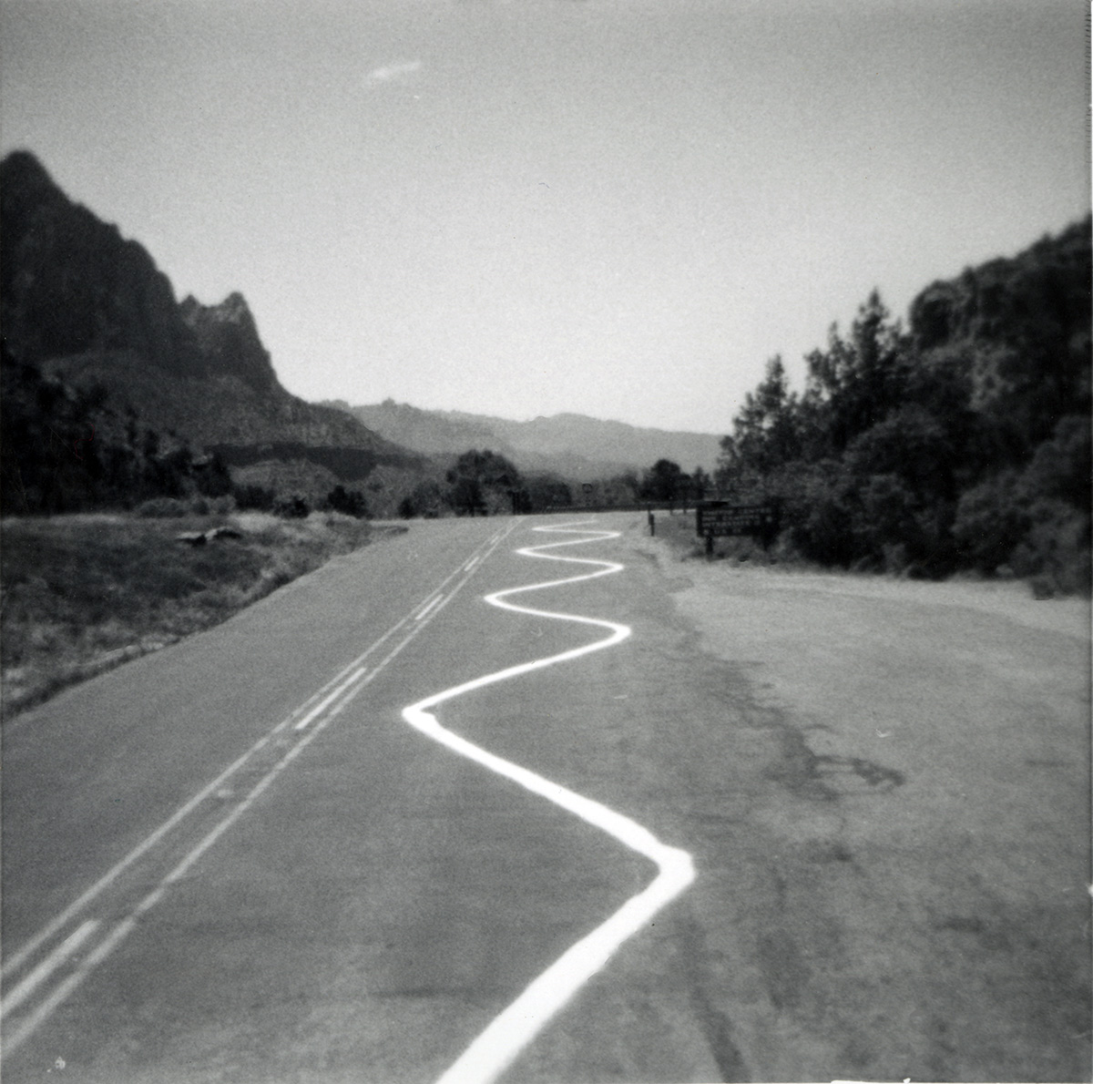 Zig-zag paint-line mishap along State Route 9 (SR-9).