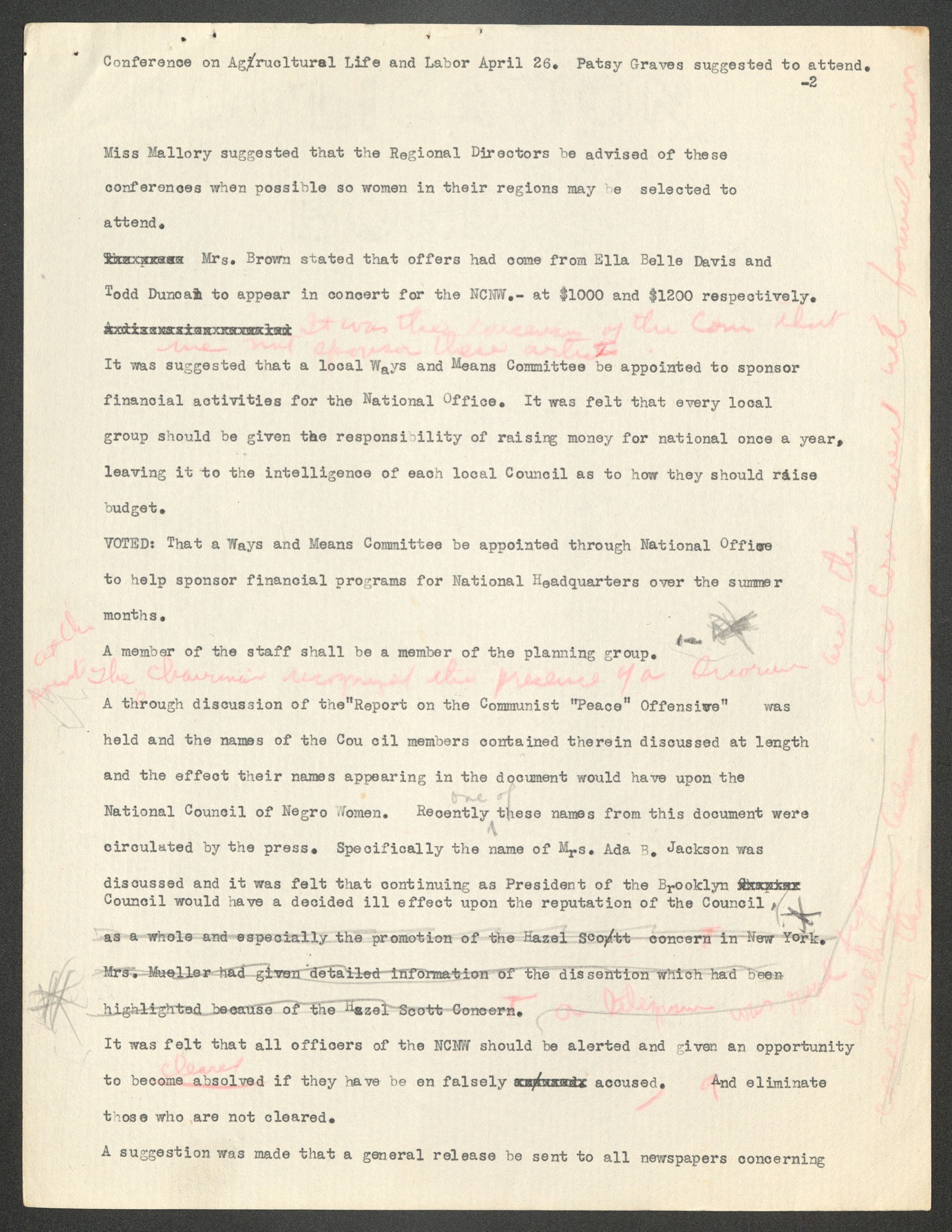 NCNW, meeting minutes, 1951