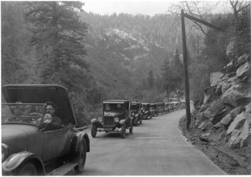 Cars lined up for more than 1/2 mile waiting for a chance to get a permit. [SLIDE: 201-SL09-1161].