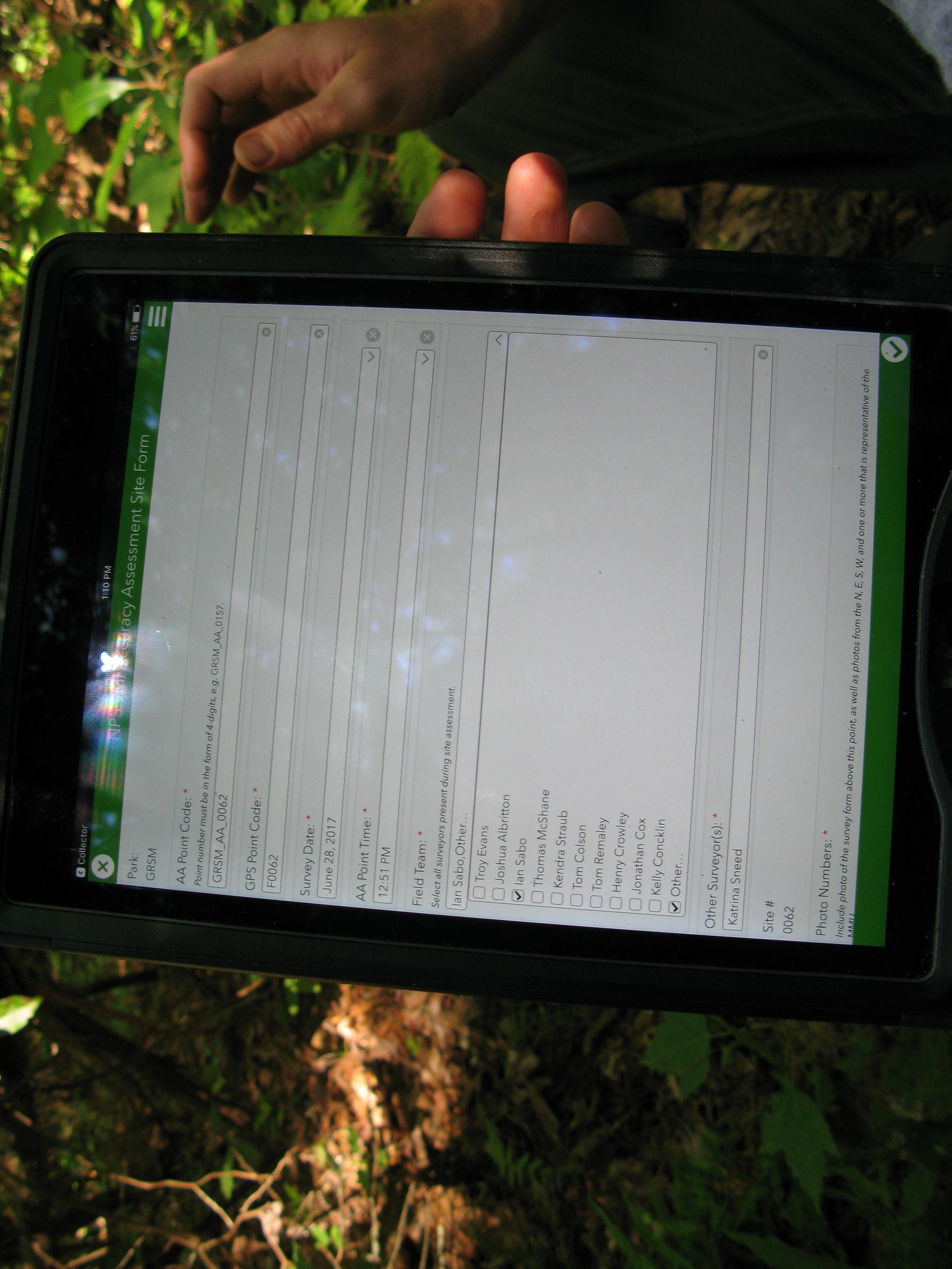 GRSM Accuracy Assessment. Plot Code: GRSM_AA_0062_1