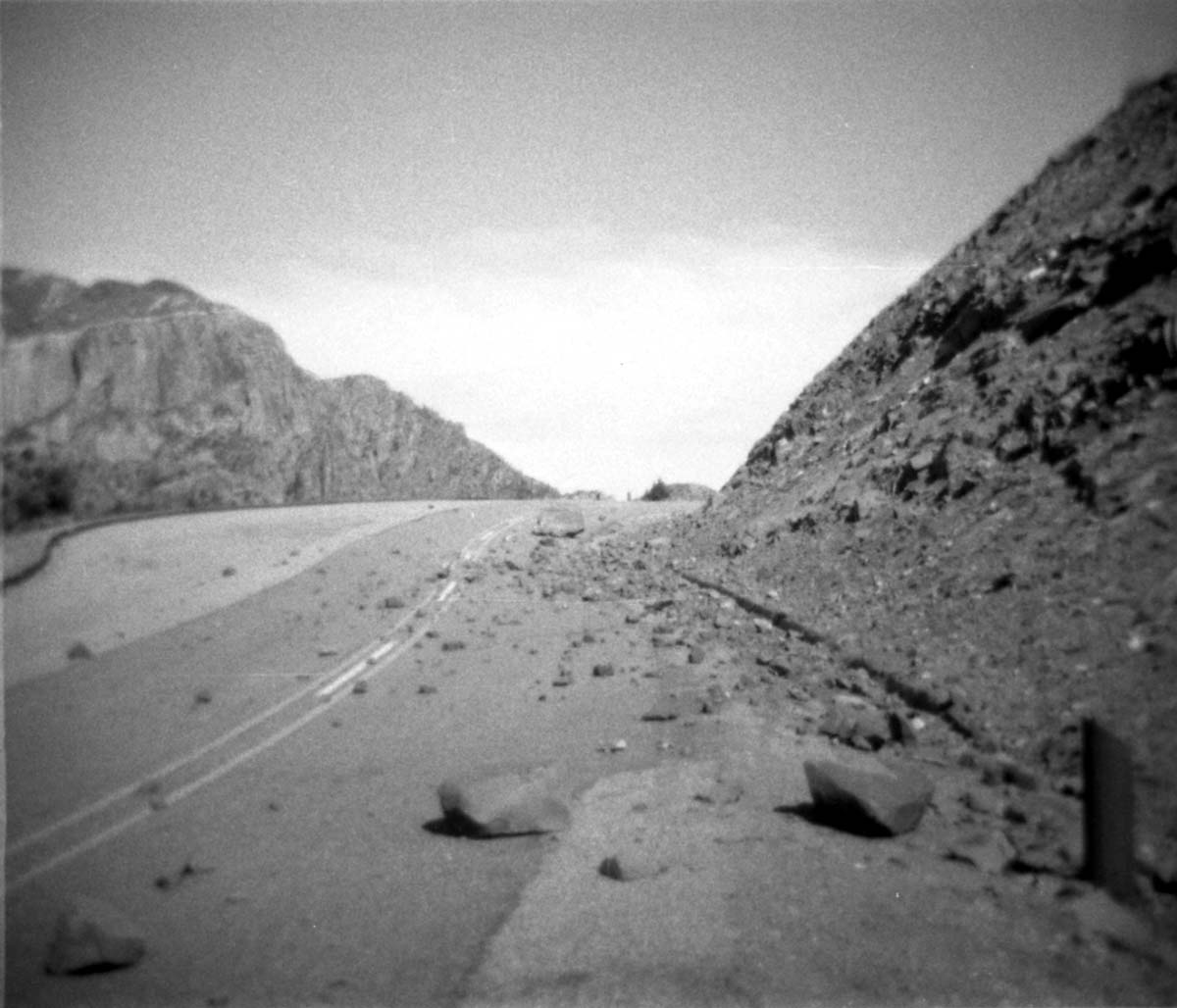 BW photos of rock slides in Kolob Canyons - 110mm.