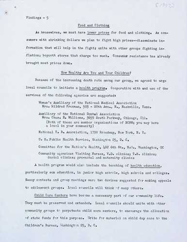 National Council of Negro Women Meeting Minutes, 1947