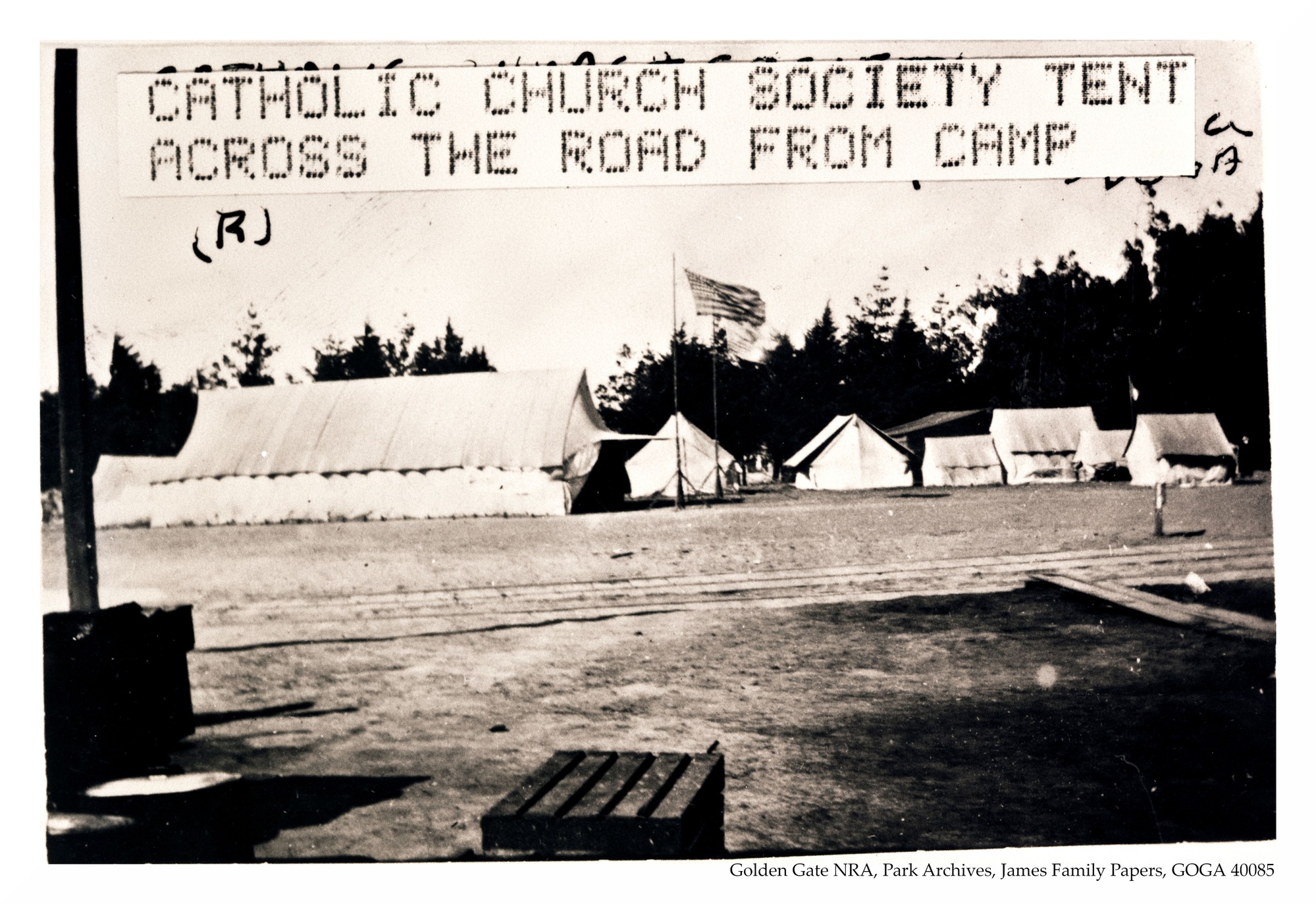The Catholic Church Society tent across the road from the 51st Iowa camp, location unknown