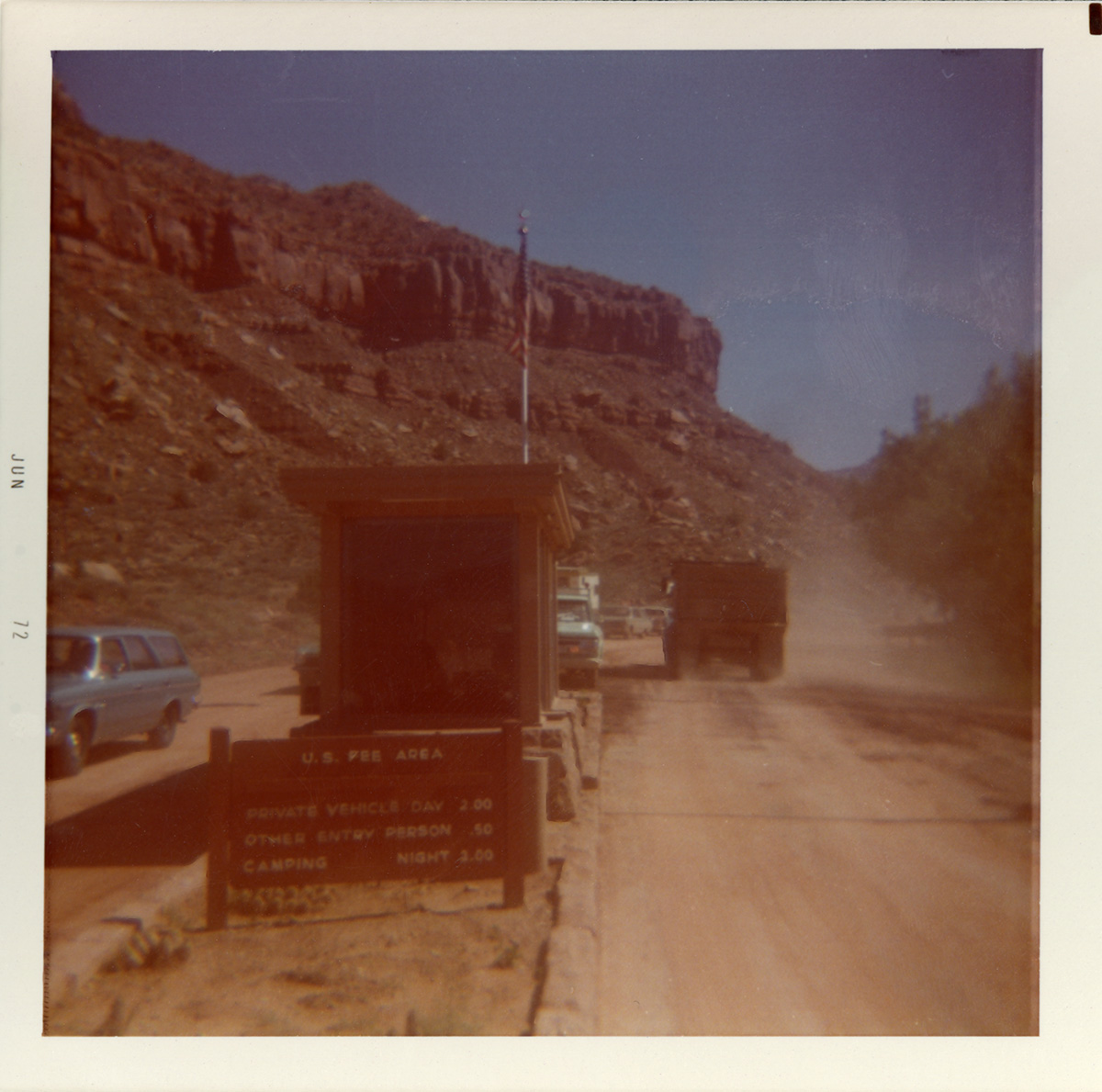 Entrance fee station during road work at the south entrance to the park.