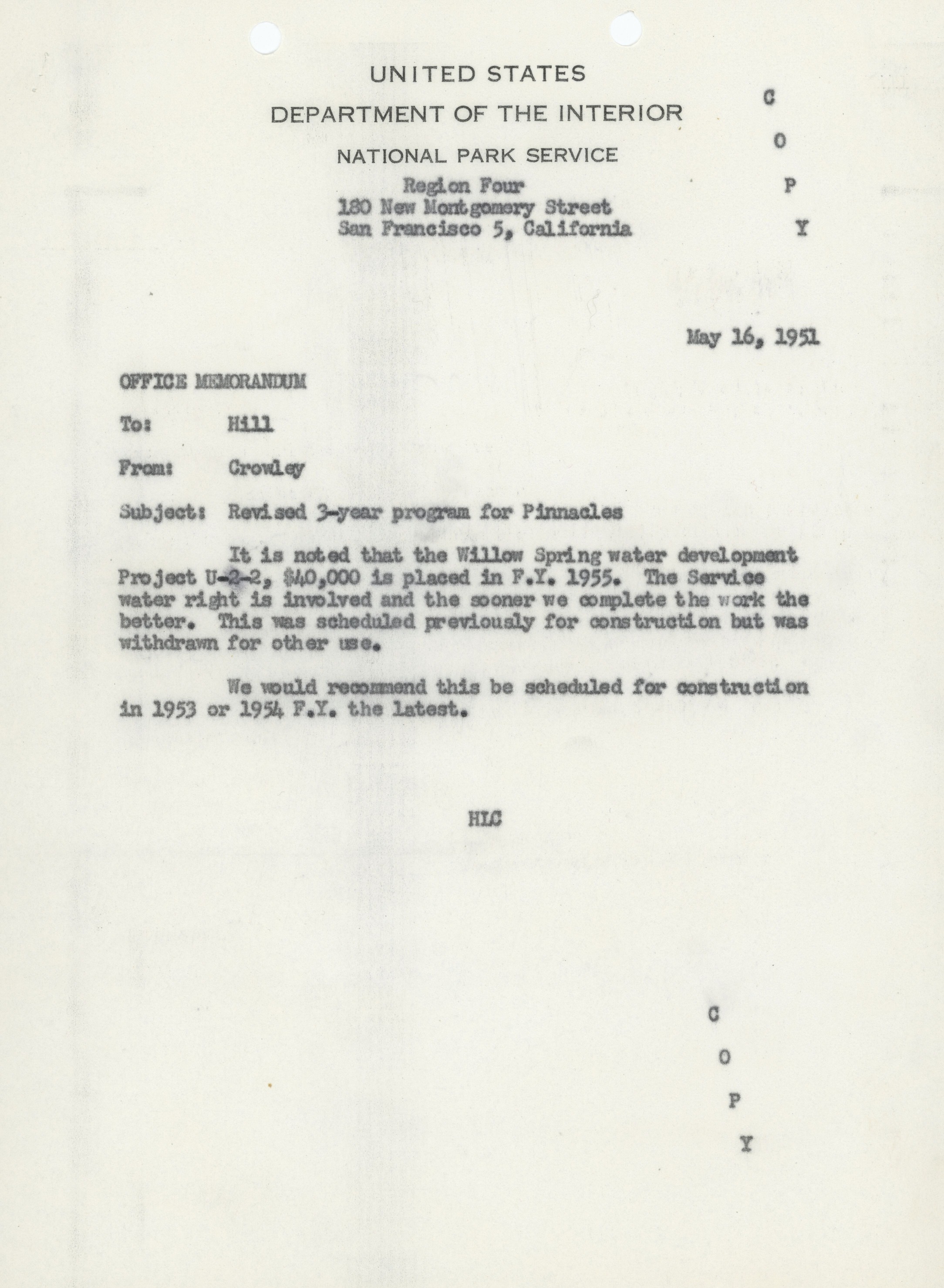 Willow Spring Water Development Project Memorandum