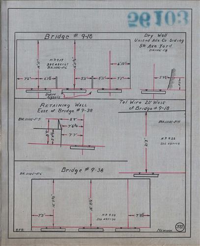 56103.LB--clearance sketches--Structures less than 8 feet from center line of track or less than 22 feet above top of rail [Group 11]