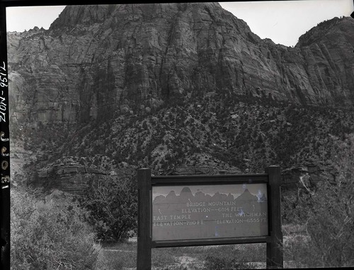 Orientation marker at site of proposed visitor use building, Zion Canyon, looking southeast.