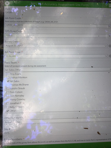 GRSM Accuracy Assessment. Plot Code: GRSM_AA_0315_1