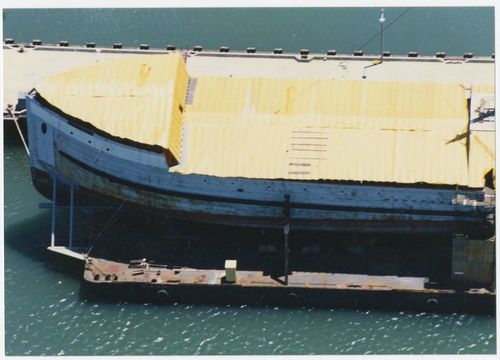 Various views of Wapama (built 1915; steam schooner) for condition survey and at different points during rennovation, circa 1987-1991