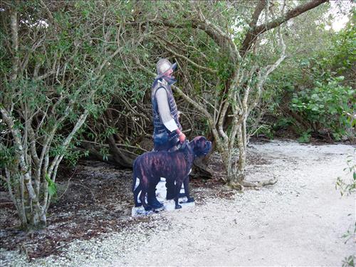 Cutout exhibits of 16th century explorers and Native Americans on the nature trail at De Soto National Memorial in Dec. 2004