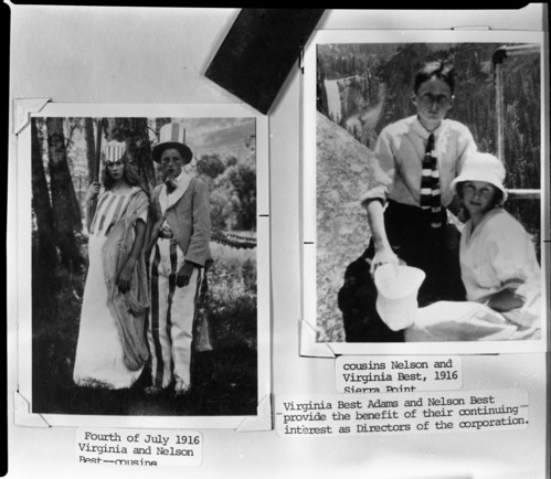 Virginia Best & her cousin, Nelson Best. Copied from an Ansel Adams' Gallery notebook.