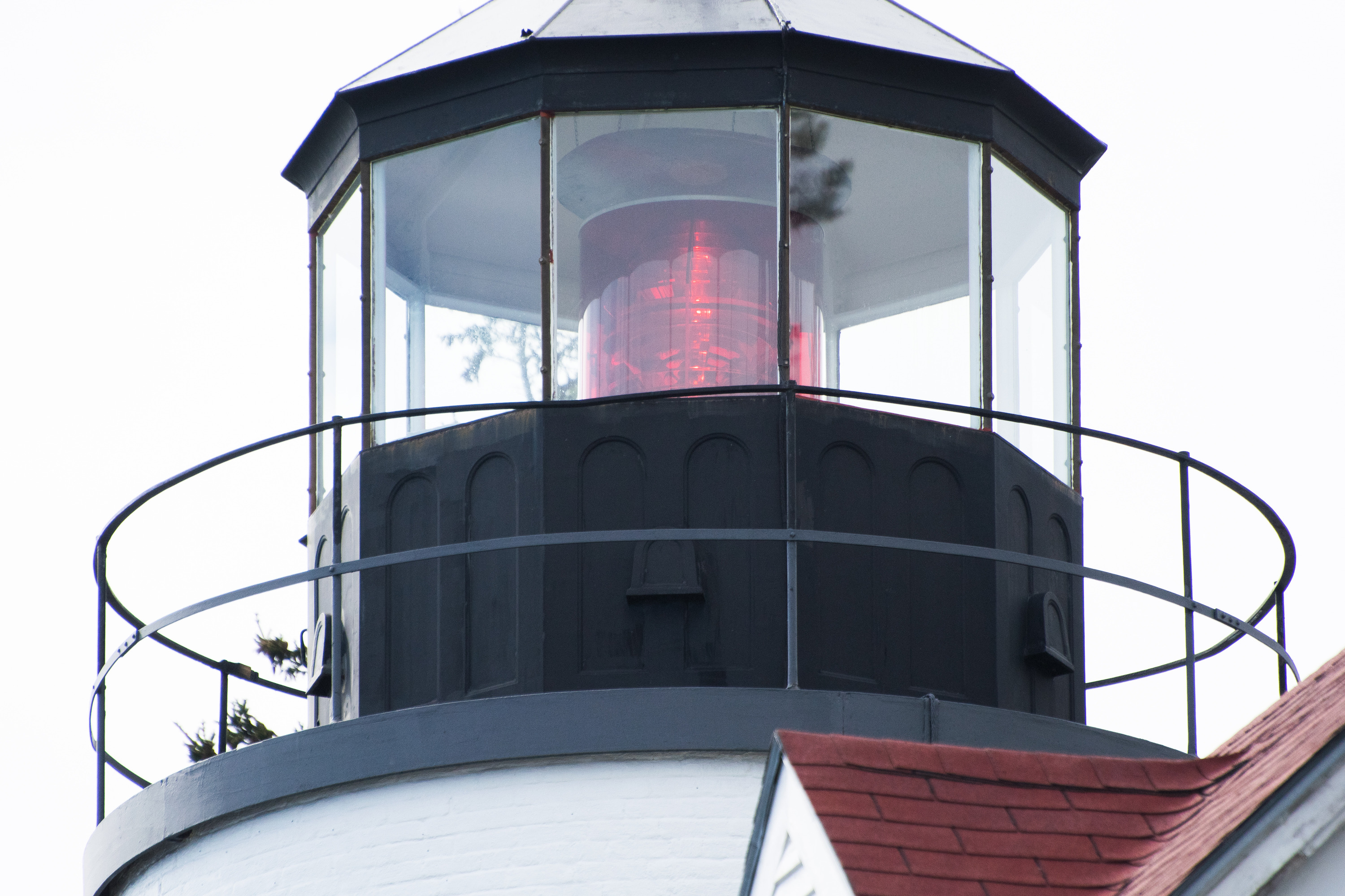 Detailed view of the top of a lighthouse