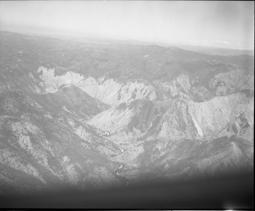 Aerial photograph of flight over park.