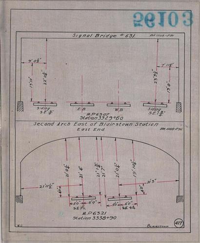 56103.LB--clearance sketches--Structures less than 8 feet from center line of track or less than 22 feet above top of rail [Group 14]