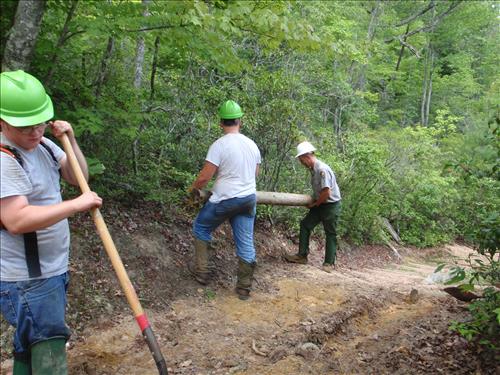 YCC crew performing work at Big South Fork NRRA, Summer of 2012.