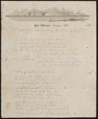 Front of written lyrics to Yankee Doodle: A new Yankee Doddle for the ladies of Key West.