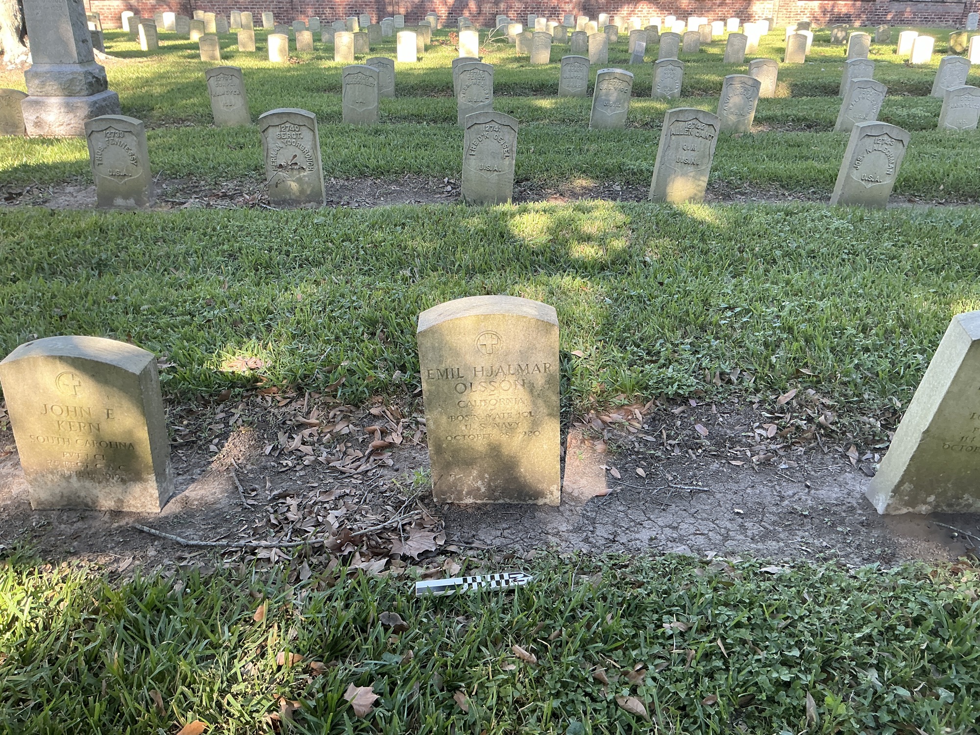Extra image of upright marble headstone with flat face.