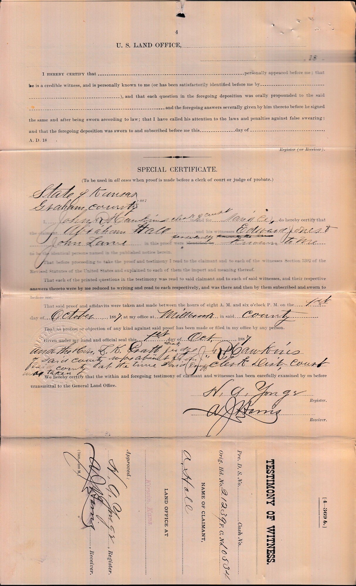 Scanned image of a witness testimony. See description for text.