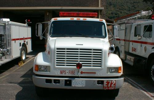 Fire engines at Ash Mountain Headquarters Fire Station, Sequoia and Kings Canyon National Parks, May 2002