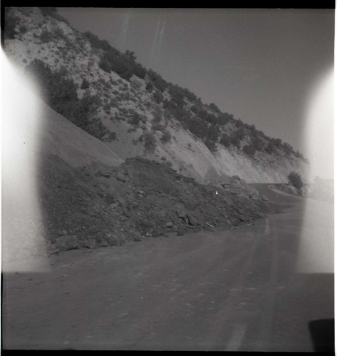 BW photos of rock slides in Kolob Canyons - 2x2.