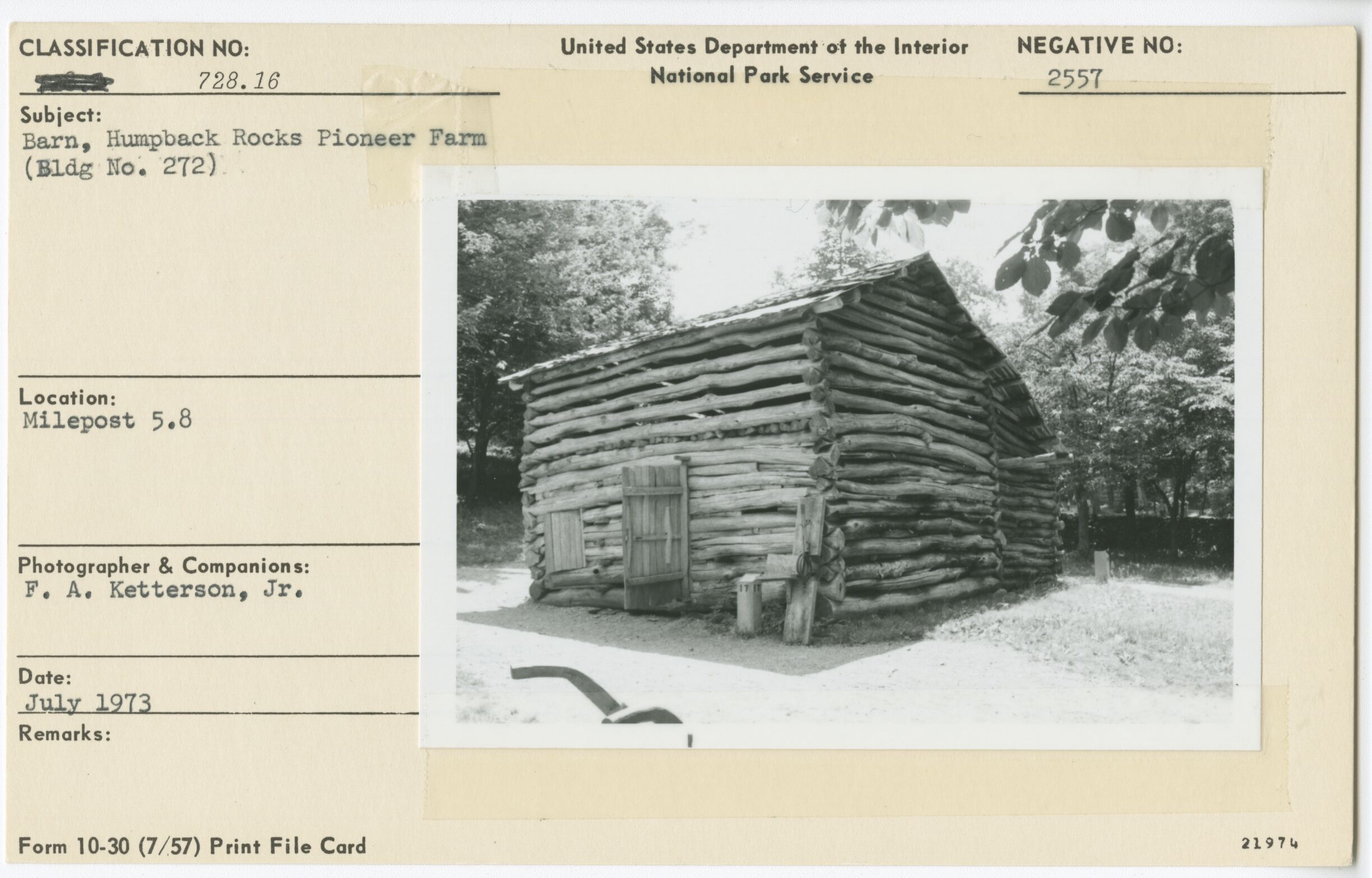 Barn, Humpback Rocks Pioneer Farm (Bldg No. 272)