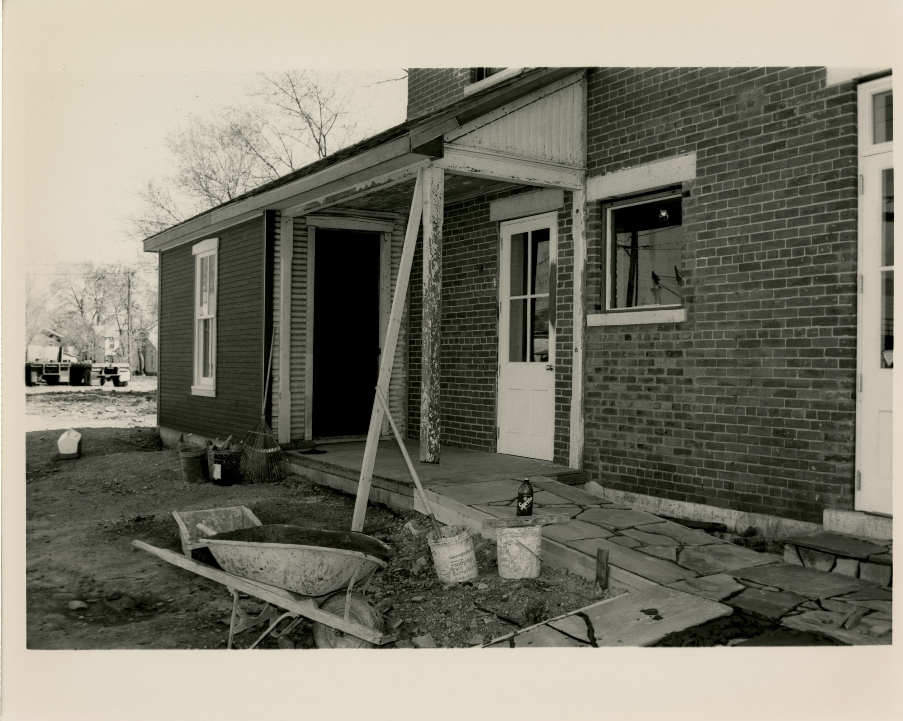 Exterior of the Wright Cycle Company during restoration