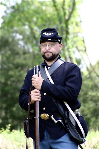 Portaits of Civil War interpreters of U.S. Colored Troops with their rifles at Stones River National Battlefield, April 2004