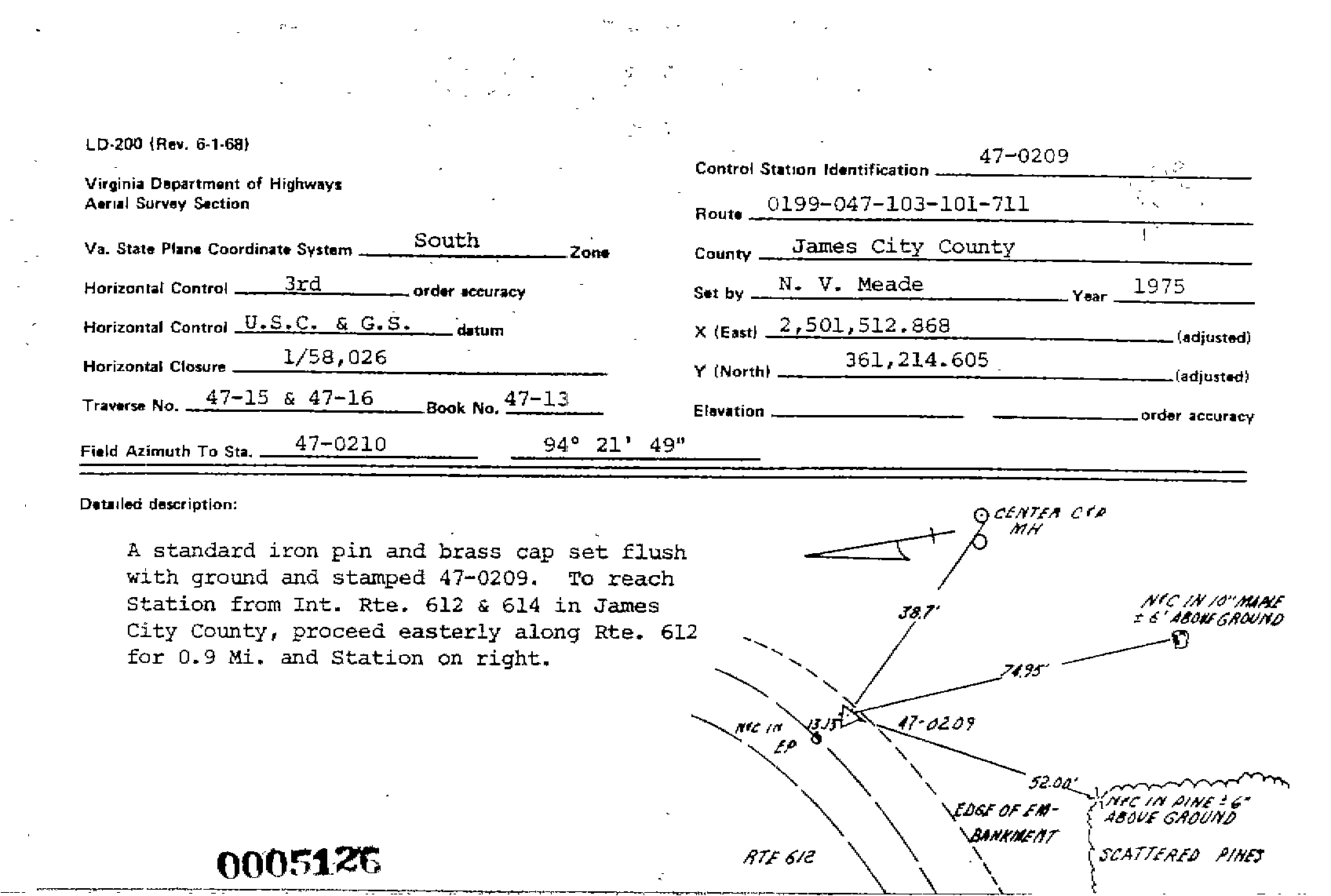 00005126 Survey Monumentation Sketch