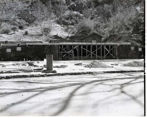 Restoration of Zion Lodge after its destruction by fire January 28, 1966.