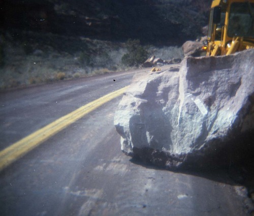 Color Photo of a rock slide along State Route 9 (SR-9).