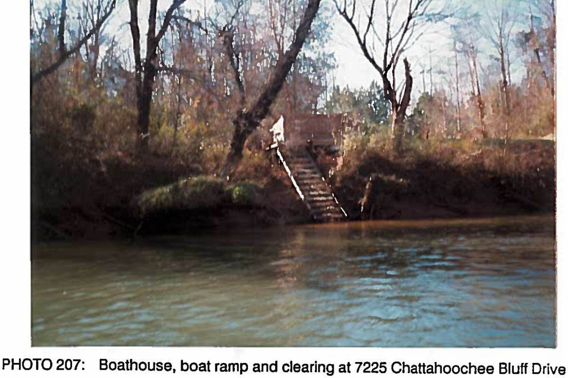 Fulton Co. 7225 Chattahoochee Bluff Drive boathouse, boat ramp, and clearing
